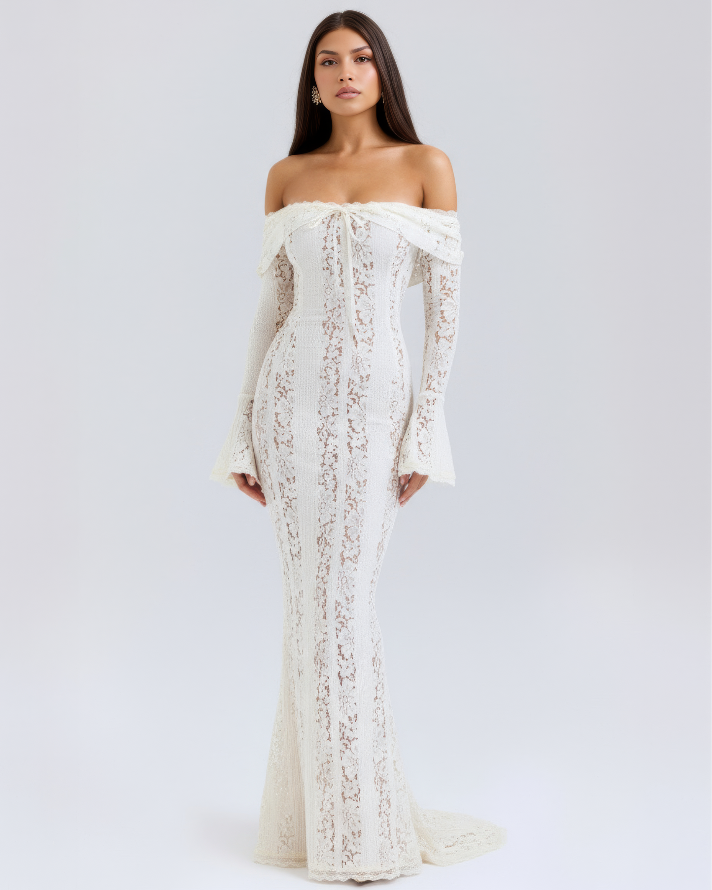 Women's Black Floral Lace Maxi Dress | Elegant Off-Shoulder Evening Gown 7