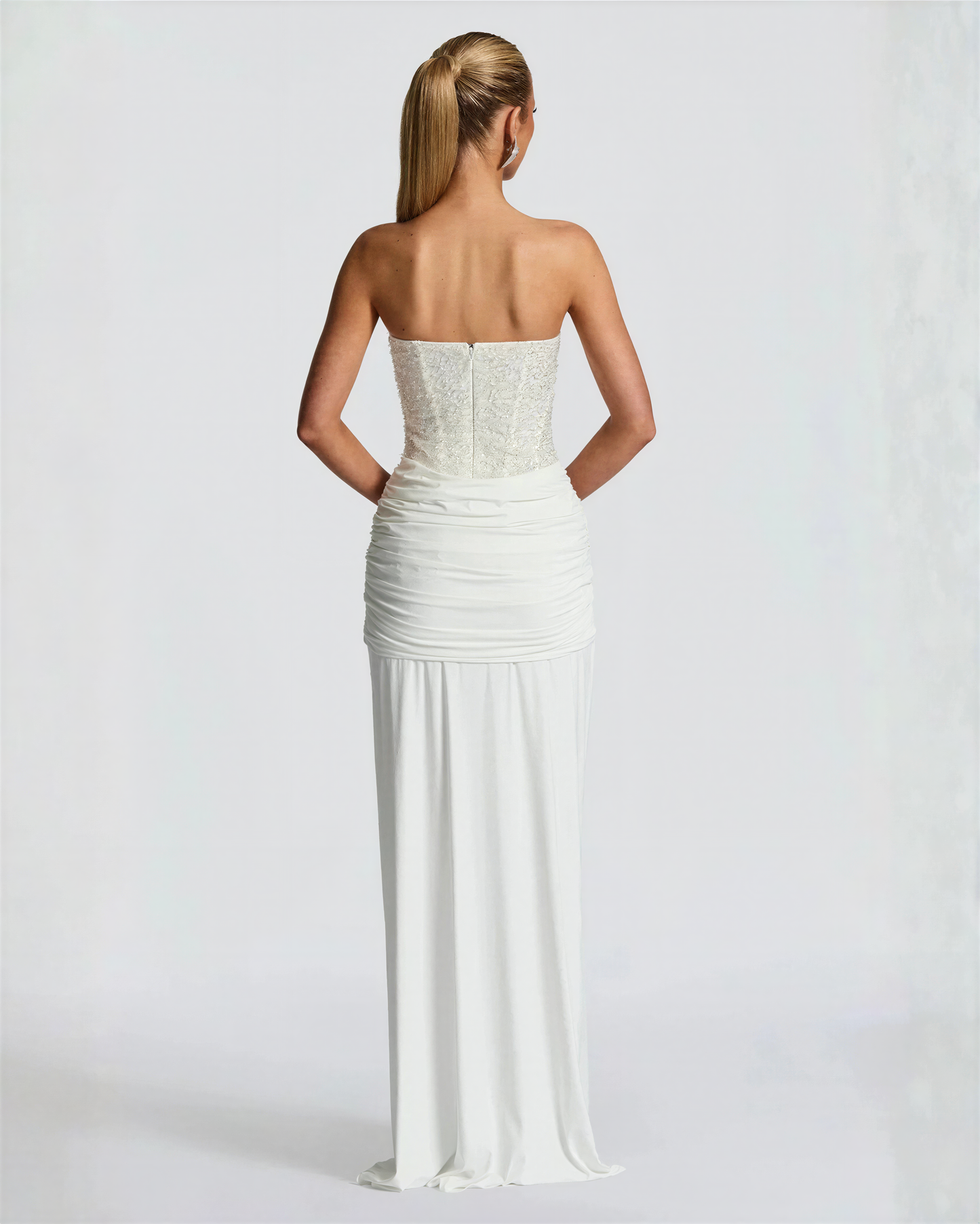 Women's Glitter-Infused Polyester Evening Gown | Elegant Off-Shoulder Formal Dress 3