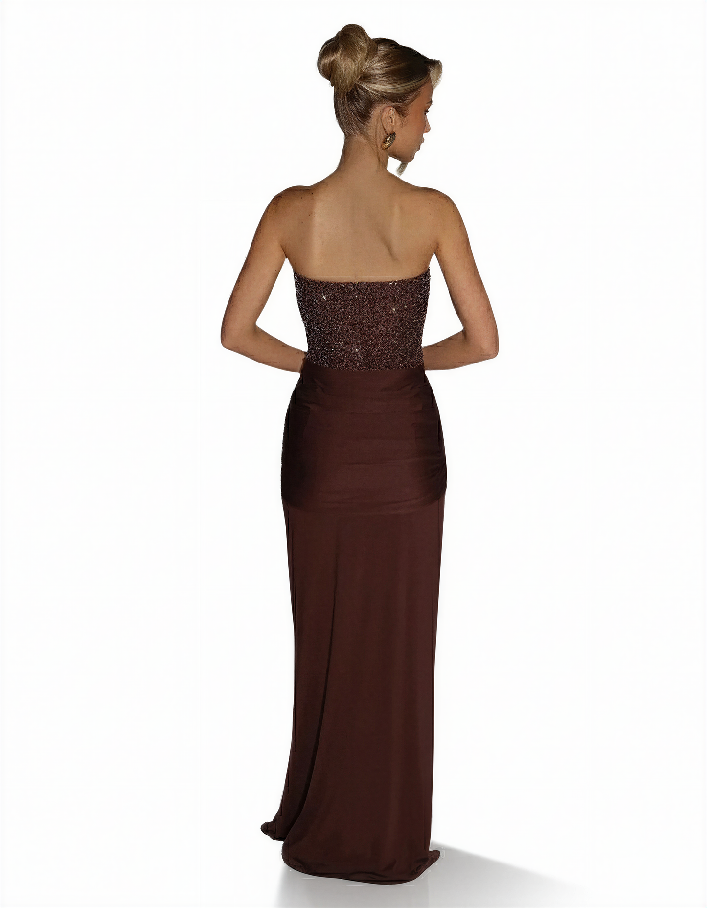 Women's Glitter-Infused Polyester Evening Gown | Elegant Off-Shoulder Formal Dress 5