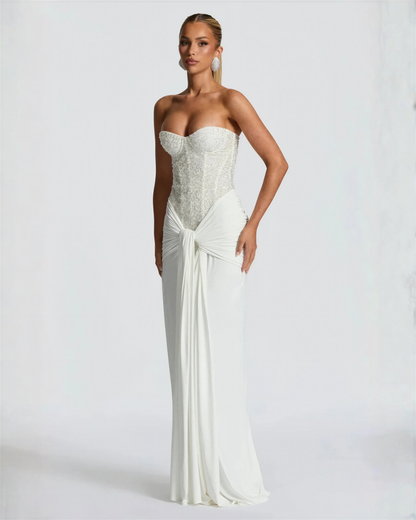 Women's Glitter-Infused Polyester Evening Gown | Elegant Off-Shoulder Formal Dress 2