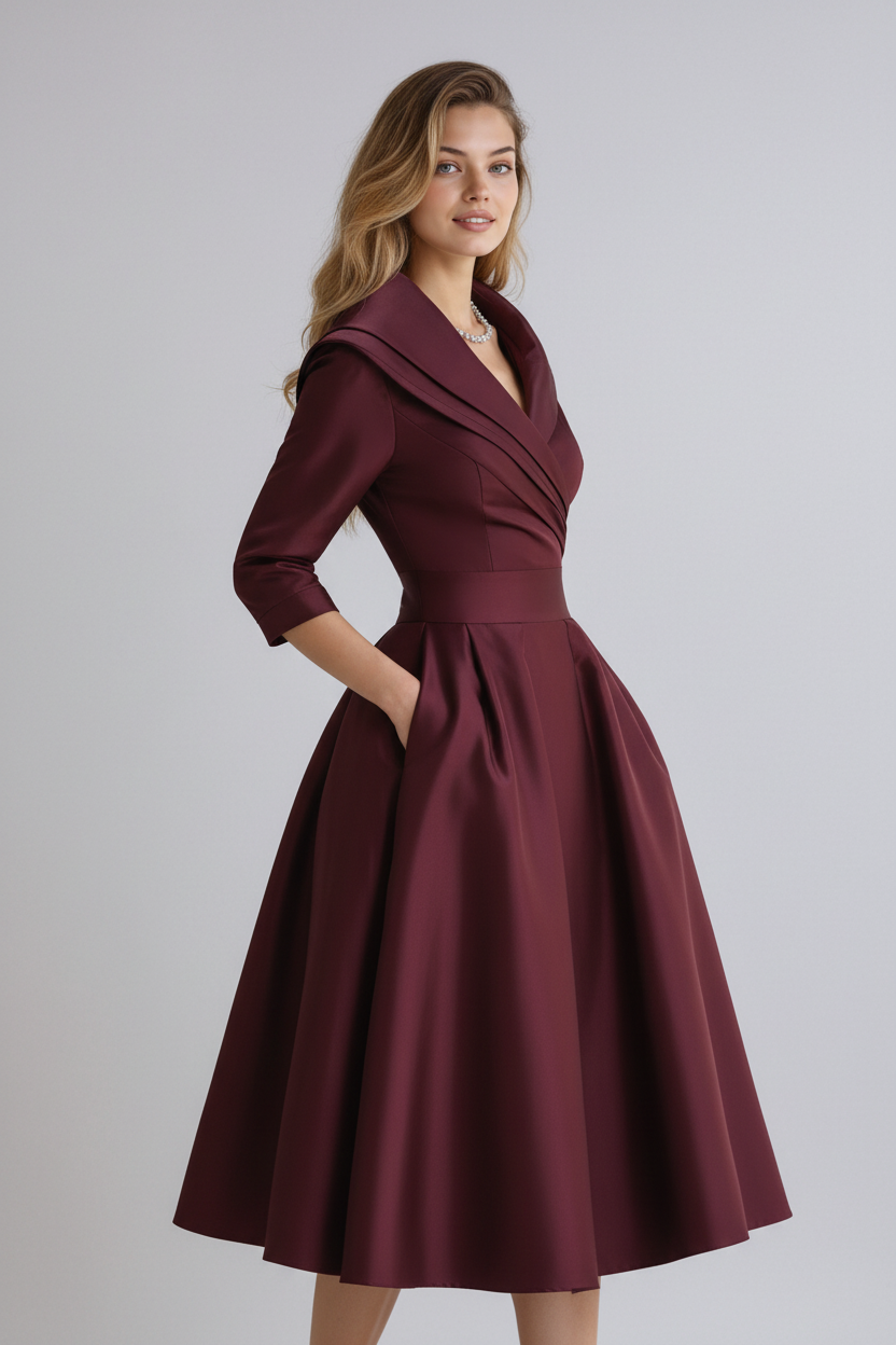 Women's Elegant Midi Dress | Comfortable Stylish Collar Everyday Wear 4