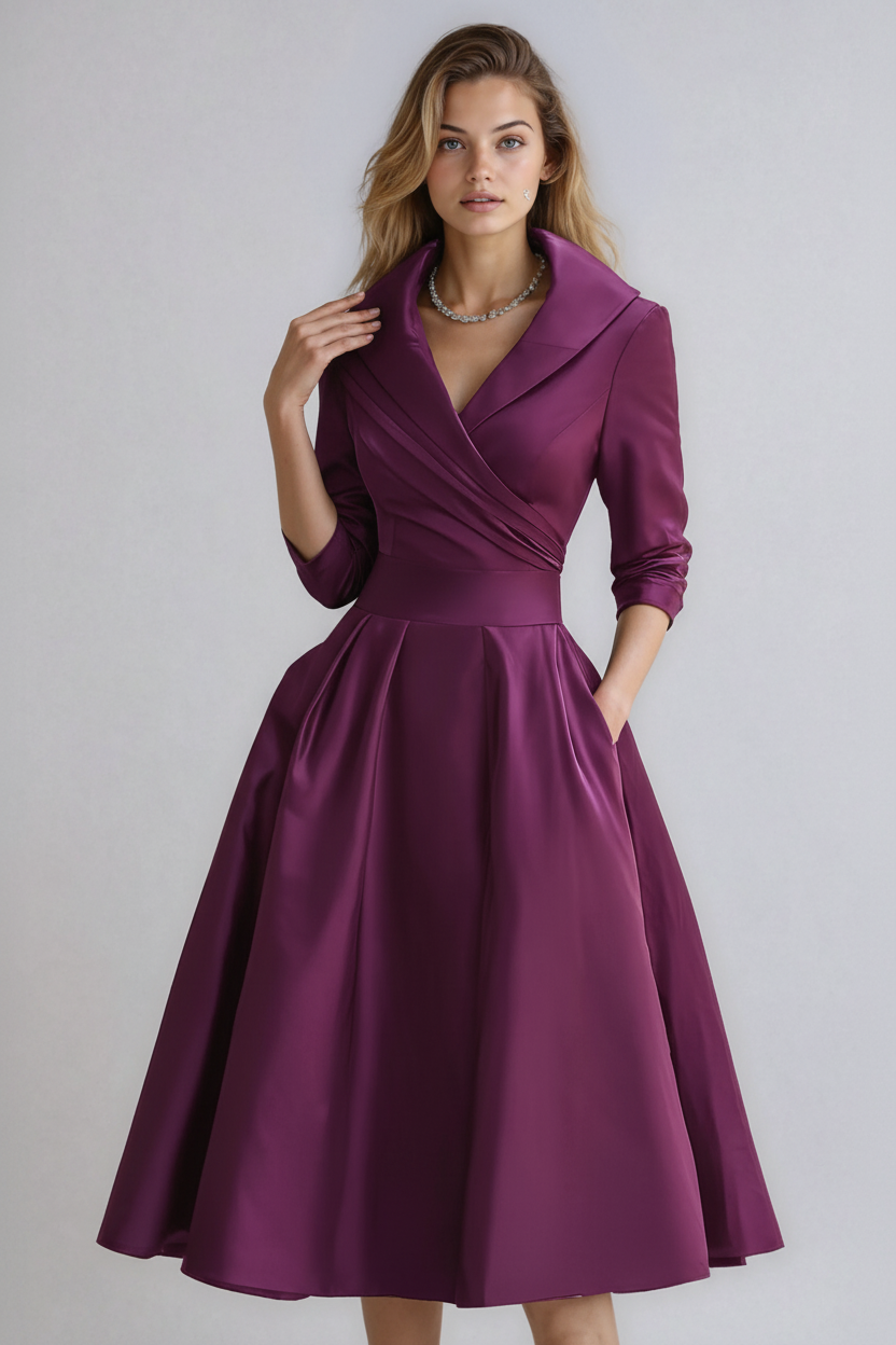 Women's Elegant Midi Dress | Comfortable Stylish Collar Everyday Wear 2