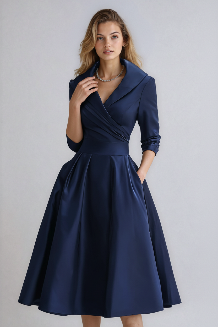 Women's Elegant Midi Dress | Comfortable Stylish Collar Everyday Wear 3
